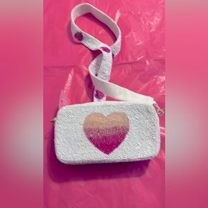 Ombré heart rectangle beaded bag